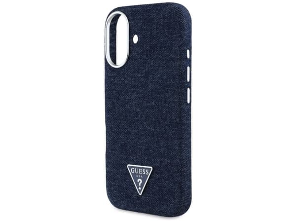 Guess Denim Triangle Logo MagSafe iPhone 16 – blå