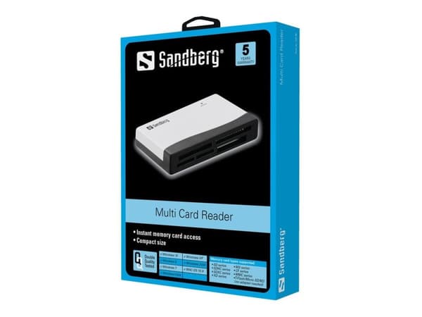 Sandberg Multi Card Reader - Kortläsare (MS, MMC, SD, xD, CF, TransFlash, microSD, SDHC, MS Micro) - USB 2.0