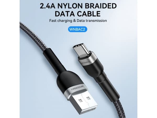 Wozinsky WNBAC2 USB-A / USB-C 2.4A 2 m kaapeli - musta