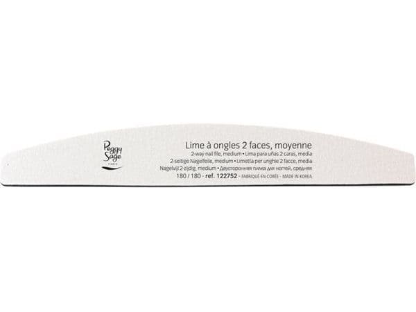 PEGGY SAGE 2-sidig nagelfil Medium 180/180 halvmåne