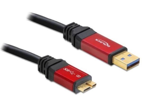 Delock Premium - USB-kabel - USB typ A (hane) till Micro-USB typ B (hane) - USB 3.0 - 1 m - svart