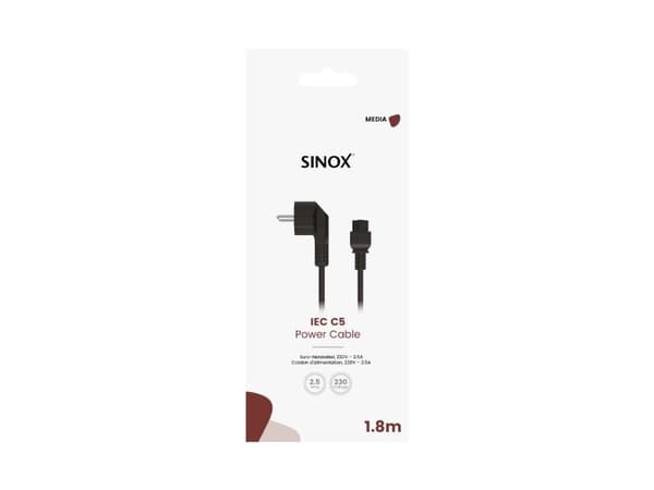 Sinox Musse Pigg strömkabel. 1,8 m. Sort