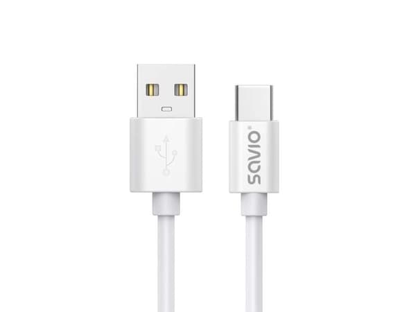 USB-kabel 2 m USB 2.0, USB A - USB C Vit SAVIO CL-168