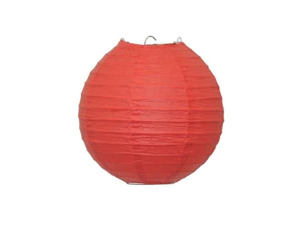 Röd rispapperskupa/lampskärm, 25 cm