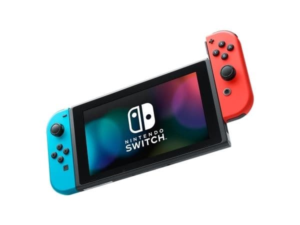 Nintendo Switch V2 - Spilkonsol - Full HD - 32GB - sort / neonrød / neonblå