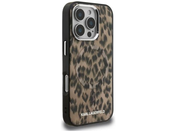 Karl Lagerfeld IML leopardmønstret MagSafe-deksel til iPhone 16 Pro Max - brun