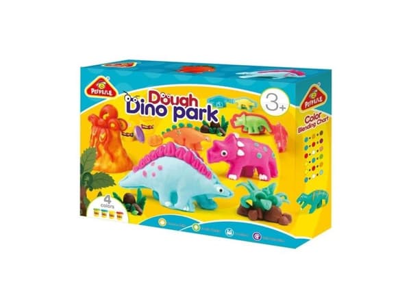 PLASTICINE SET DOUGH DINO PARK 4 COLORS