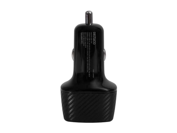 DELTACO - Strömadapter för bil - 63 Watt - PD - 2 utdatakontakter (USB-C, USB)