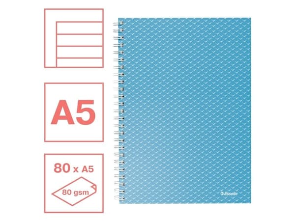 Notesbog Ess Colour'Breeze A5 linj. blå - (4 stk.)