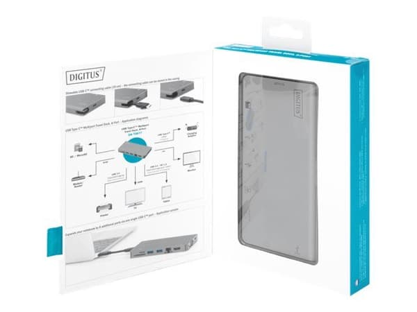 DIGITUS DA-70877 - Dokkingstasjon - USB-C - VGA, HDMI - 1GbE