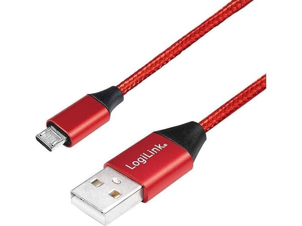 LogiLink CU0151, 0,3 m, USB A, Micro-USB B, USB 2.0, Punainen