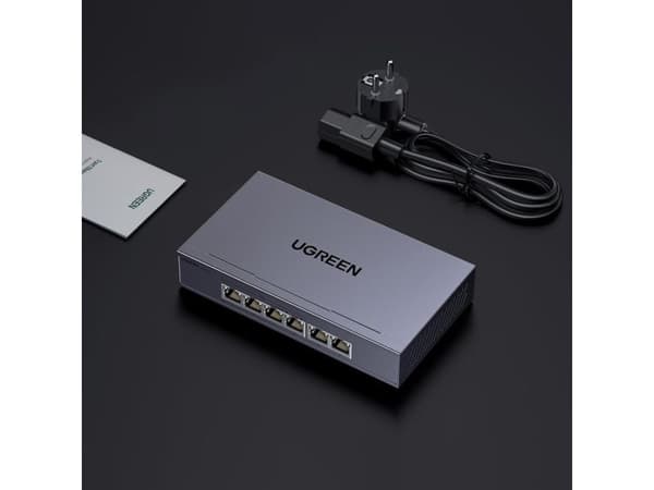 Switch Ugreen 6-port 1 Gbps Ethernet-switch med PoE - grå