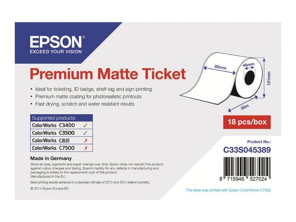 Epson matt biljettpapper - (C33S045389)