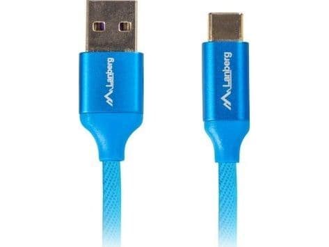 Lanberg - USB-kaapeli - USB (han) til USB-C (han) - USB 2.0 - 1,8 m - sininen