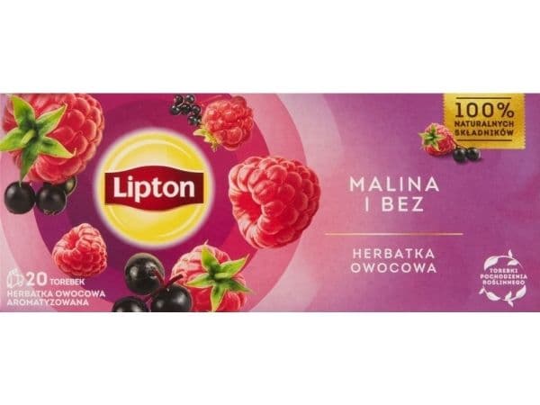 Lipton fruktte hallon & fläder 32 g (20 tepåsar)