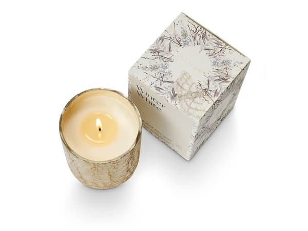ILLUME Winter White Crackle Glas Duftlys, Hvid,