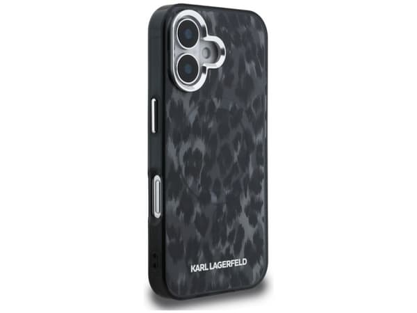 Karl Lagerfeld IML Leopard Pattern MagSafe Case for iPhone 16 - Black