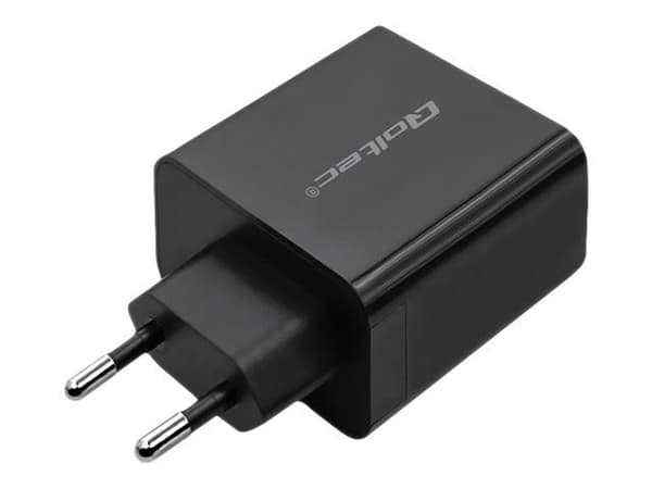 Qoltec - Strömadapter - 45 Watt - 3 A - PD - 2 utdatakontakter (USB, USB-C) - svart