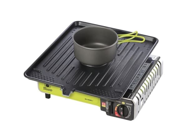 Grill grate for a gas camping stove with a CAST IRON burner function