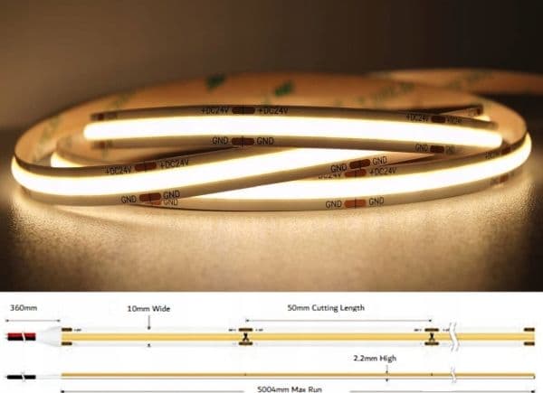 MW Lighting LED-list LED-COB-24V/12W-WW/5M - 3000K