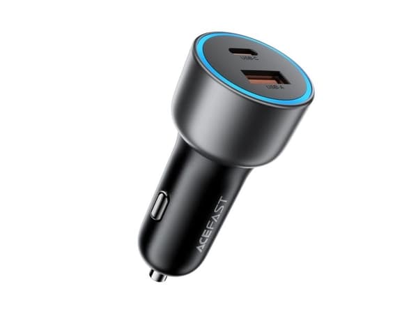 Acefast-lader Acefast B21 75 W USB-C + USB-A-billader – svart