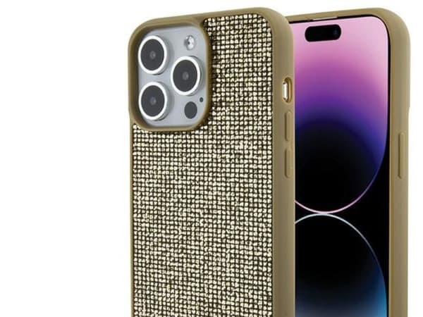 Guess Disco Metal Script fodral för iPhone 15 Pro Max - guld