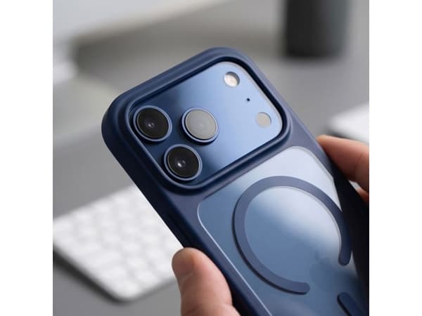 Tech-Protect MagOne MagSafe CC Case + Tempered Glass 2-Pack for iPhone 18 Pro / 17 Pro - Clear Navy Blue
