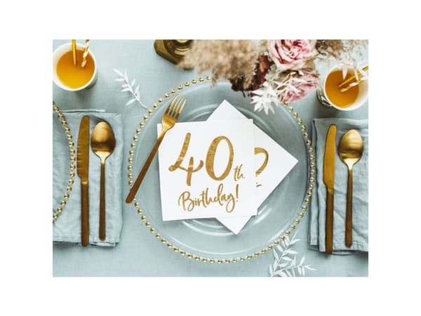 Servietter 40th birthday, guld