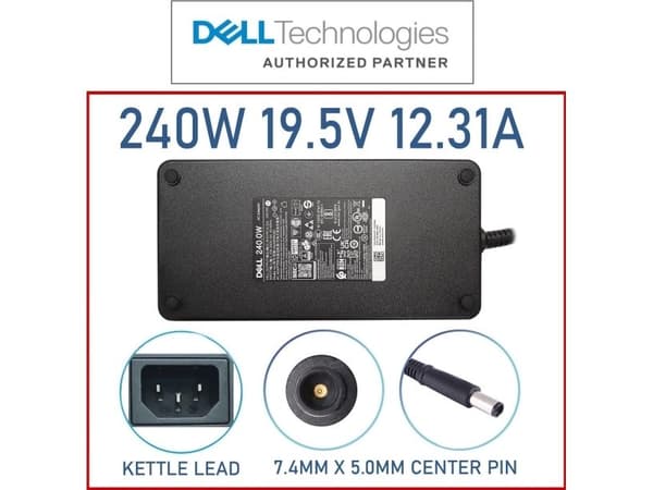 Dell-laddare ADPT, AC, 240W, LTON, 7,4, EPT, E5