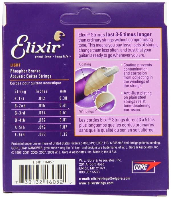 Elixir Strings 16052, Gitarr, Akustisk, 6 styck