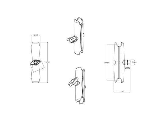 RAM Mounts RAM-D-201U-E, Musta, 329,7 mm, 1,73 kg