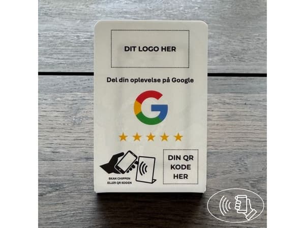 Bordsskylt med CHIP, liten – Anmäl dig – GOOGLE, akryl, vit