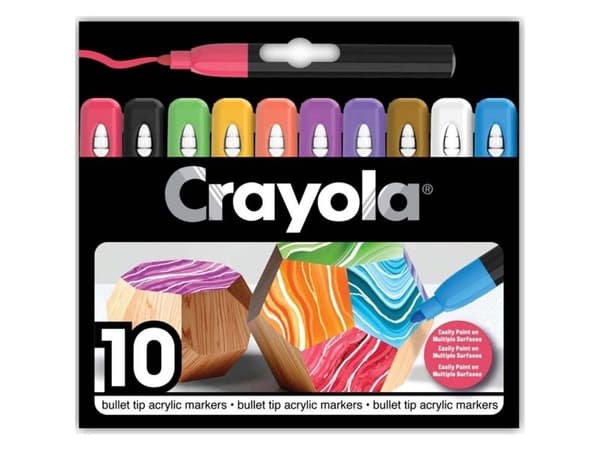 Crayola Acrylic Bullet Tip Markers 10 Pcs