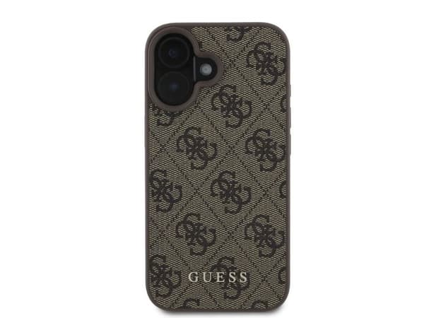 Guess 4G Classic iPhone 16 dėklas - rudos spalvos