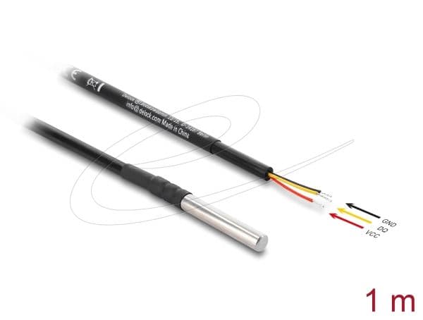 Delock - Temperatursensor kabel - svart - 1 m