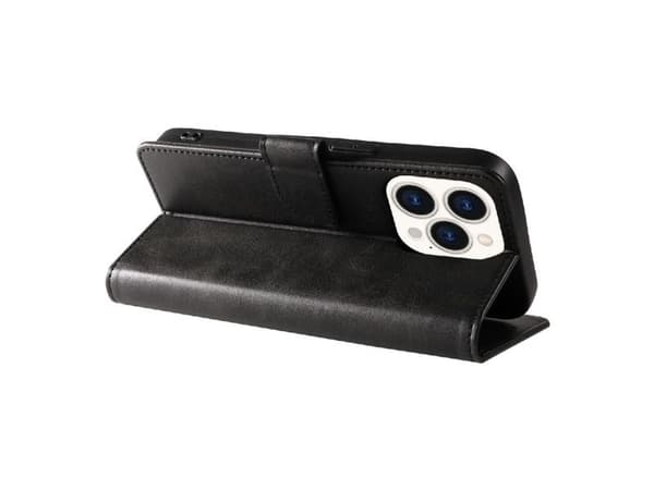 Läderbokfodral till iPhone 16 Pro Max svart