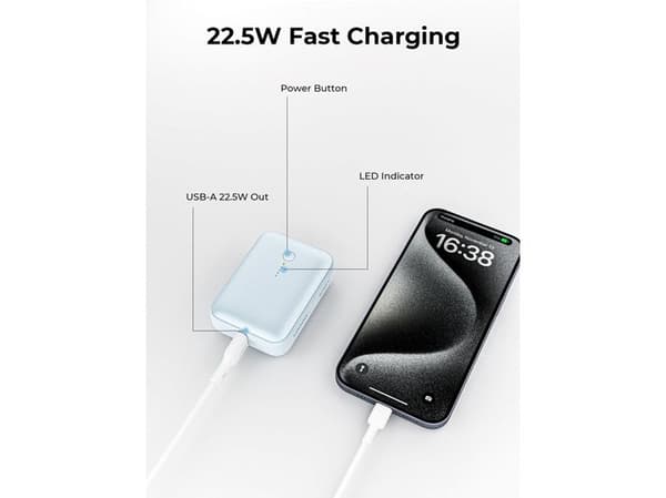 Aukey Powerbank Spark Mini 10000mAh 20W USB-C/USB-A harmaa
