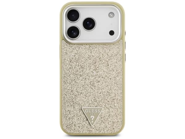 Guess Glitter Triangle Logo MagSafe Case for iPhone 17 Pro - Gold