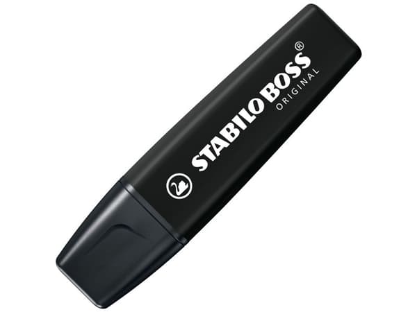 STABILO BOSS ORIGINAL, 10 stykker, Sort, 18 år, Meisel tupp, Sort, Plast