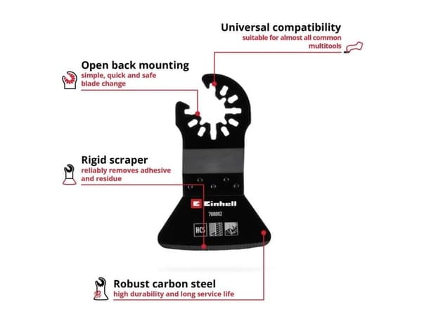 Einhell skrape-/skjæreblad HCS, rett 52 mm, 1 stk (708002)