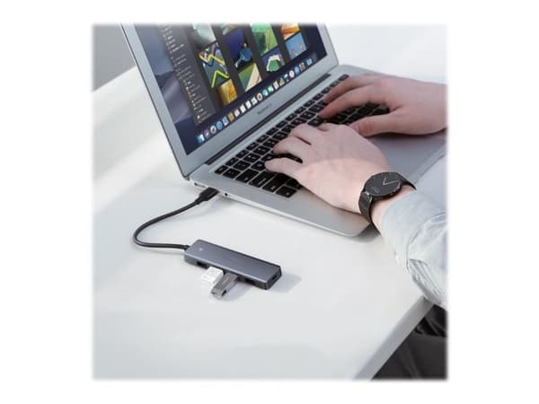 Adapter 4-i-1 UGREEN Hub USB til 4x USB 3.0 + mikro USB (grå)