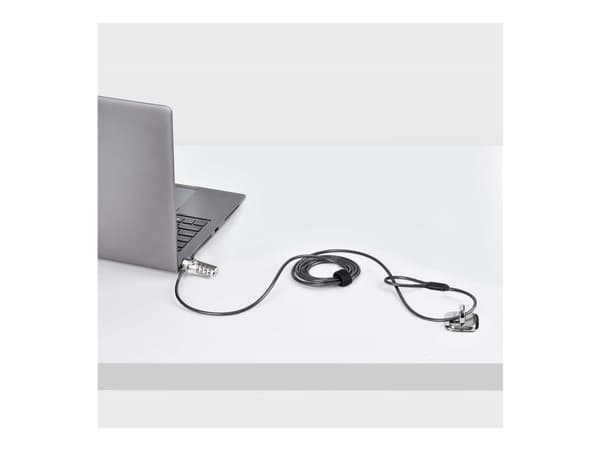 StarTech.com Slim Lock K-Slot Compatible, 6.6ft Combination Locking Cable - Lås för säkerhetskabel - svart & silver - 2 m - TAA-kompatibel