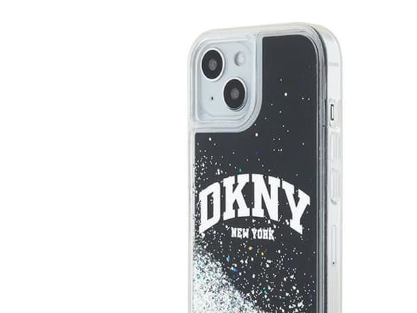 DKNY Liquid Glitter Big Logo etui til iPhone 15 Plus / 14 Plus - sort