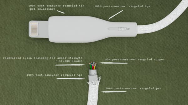 ËSSENTIALS MFI Lightning to USB-C Cable, 2.5m