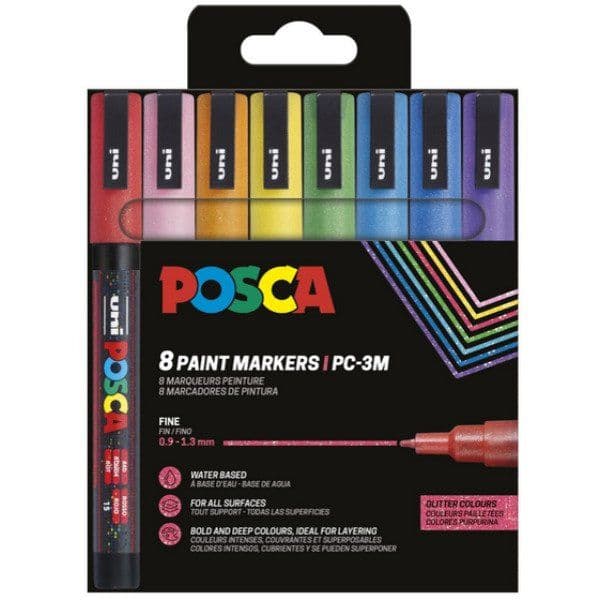 Posca PC-3M 8 st pärlemorskimrande färger