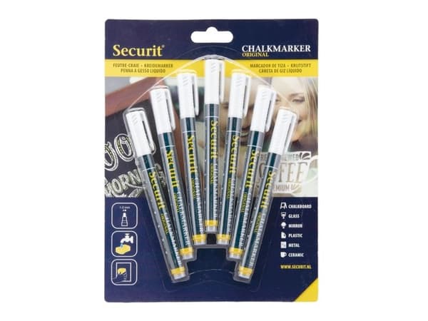 Securit kritmarker vit 1-2 mm - 7 st./förp.