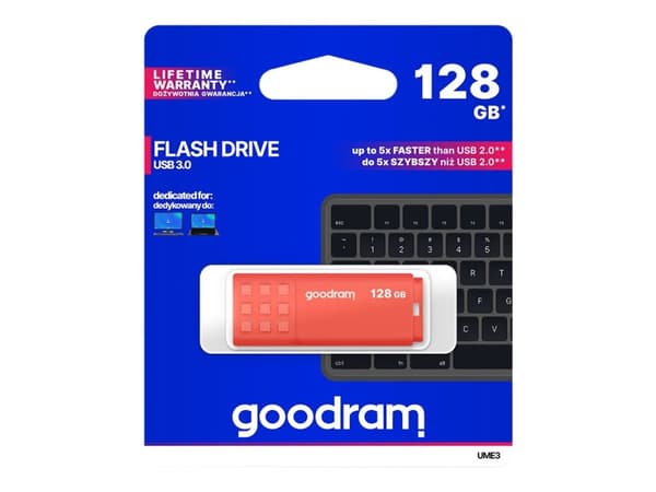 GOODRAM UME3 - USB-flashstasjon - 128 GB - USB 3.0 - oransje