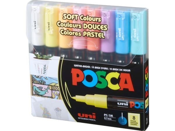 POSCA-merkintäsarja Soft Colours, PC-1M 8 ass.