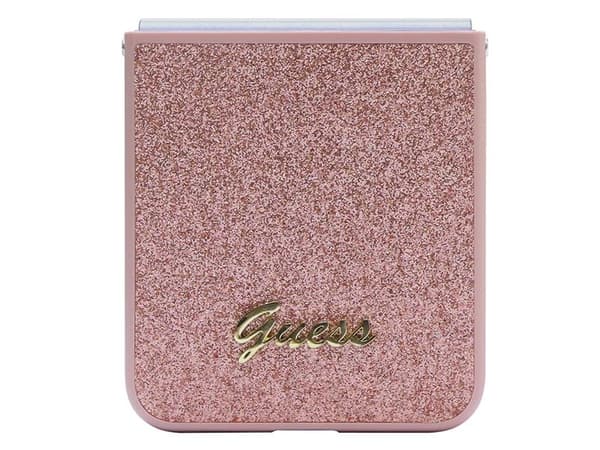 Guess Glitter Script-deksel til Samsung Galaxy Z Flip 5 - rosa