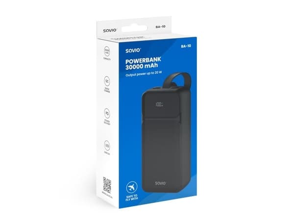 Savio BA-10, 10000 mAh, musta